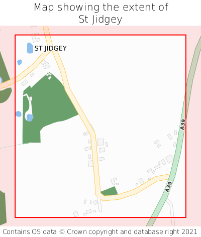 Map showing extent of St Jidgey as bounding box