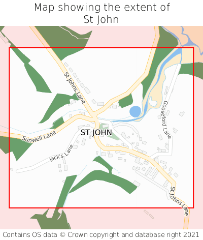 Map showing extent of St John as bounding box