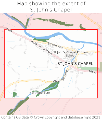 Map showing extent of St John's Chapel as bounding box