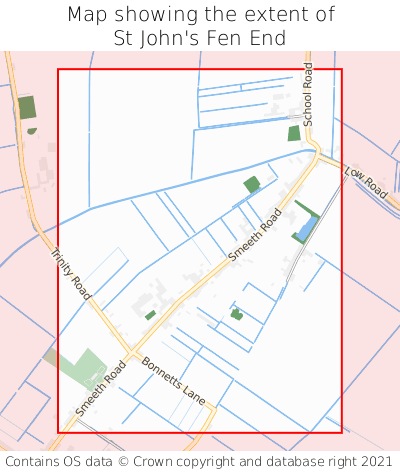 Map showing extent of St John's Fen End as bounding box