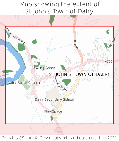Map showing extent of St John's Town of Dalry as bounding box