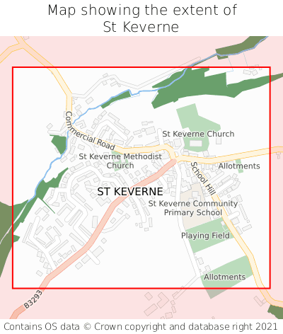 Map showing extent of St Keverne as bounding box