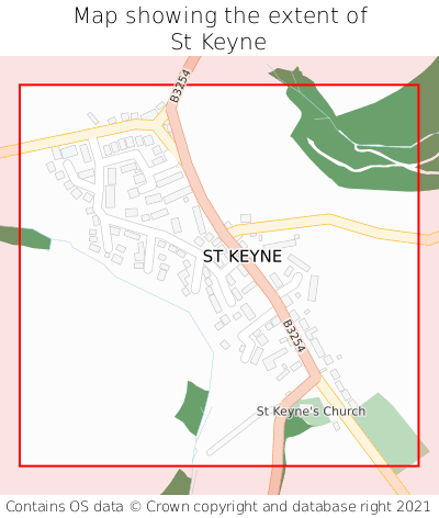 Map showing extent of St Keyne as bounding box