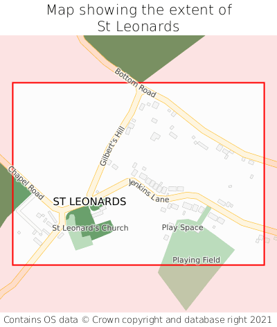 Map showing extent of St Leonards as bounding box