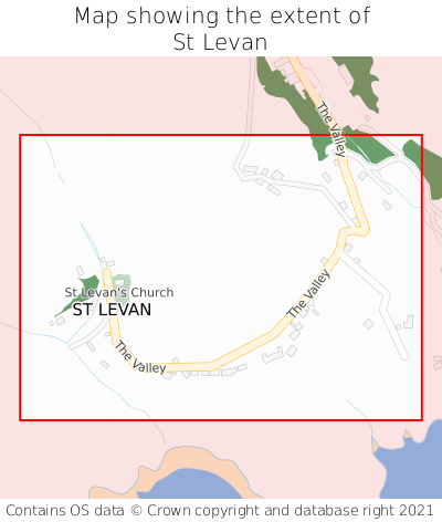 Map showing extent of St Levan as bounding box