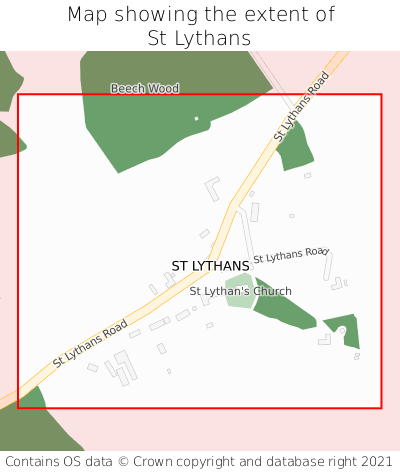 Map showing extent of St Lythans as bounding box