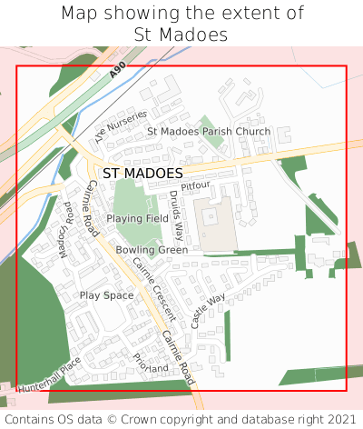 Map showing extent of St Madoes as bounding box