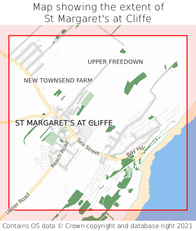 Map showing extent of St Margaret's at Cliffe as bounding box