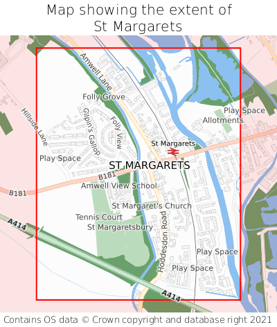 Map showing extent of St Margarets as bounding box