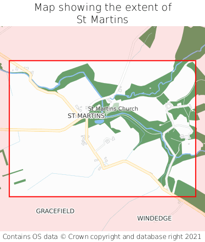 Map showing extent of St Martins as bounding box