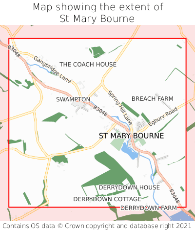Map showing extent of St Mary Bourne as bounding box