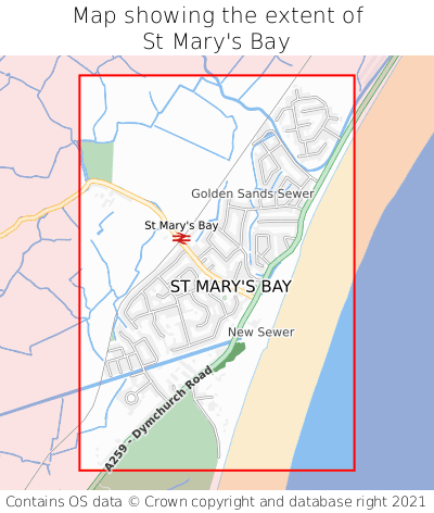 Map showing extent of St Mary's Bay as bounding box