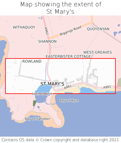 Map showing extent of St Mary's as bounding box