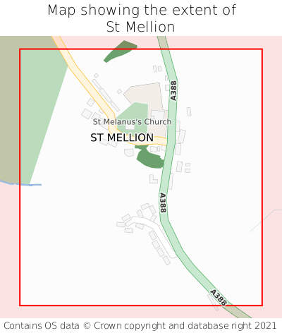 Map showing extent of St Mellion as bounding box