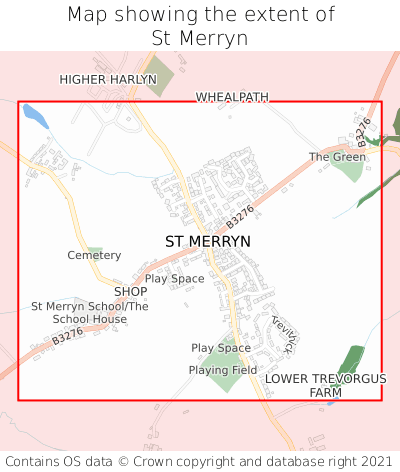 Map showing extent of St Merryn as bounding box