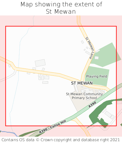 Map showing extent of St Mewan as bounding box
