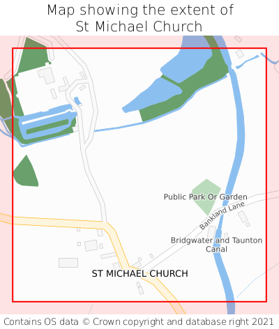 Map showing extent of St Michael Church as bounding box