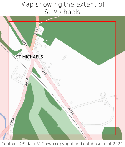 Map showing extent of St Michaels as bounding box