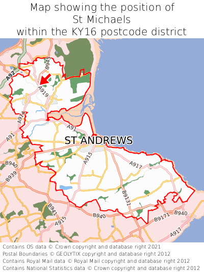 Map showing location of St Michaels within KY16
