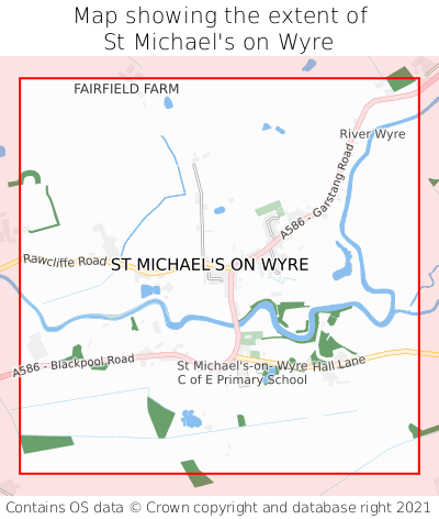 Map showing extent of St Michael's on Wyre as bounding box