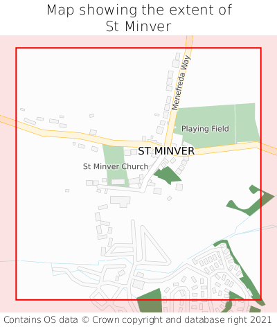 Map showing extent of St Minver as bounding box