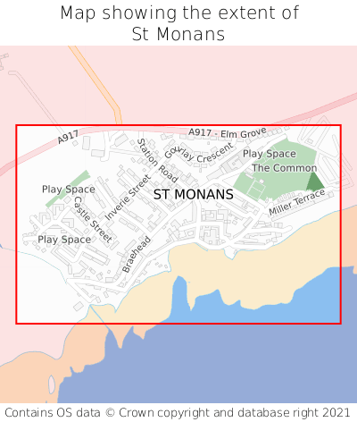 Map showing extent of St Monans as bounding box