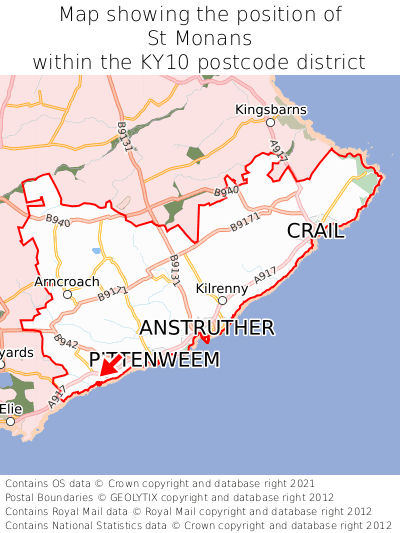 Map showing location of St Monans within KY10