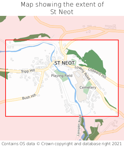 Map showing extent of St Neot as bounding box