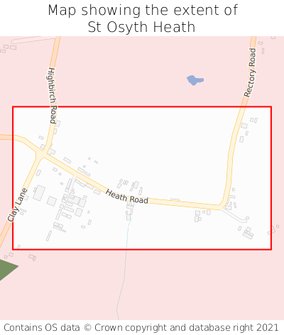 Map showing extent of St Osyth Heath as bounding box