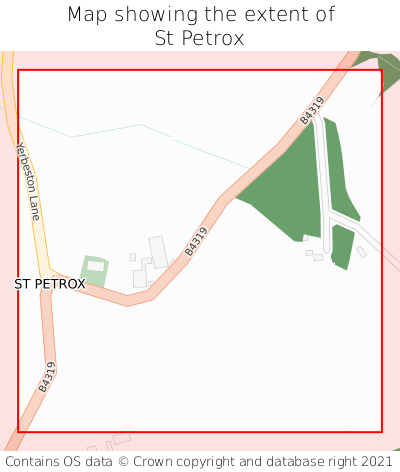 Map showing extent of St Petrox as bounding box
