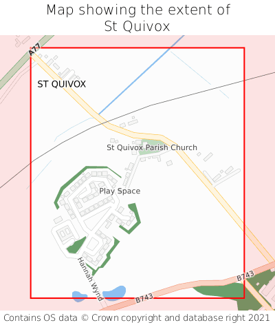 Map showing extent of St Quivox as bounding box