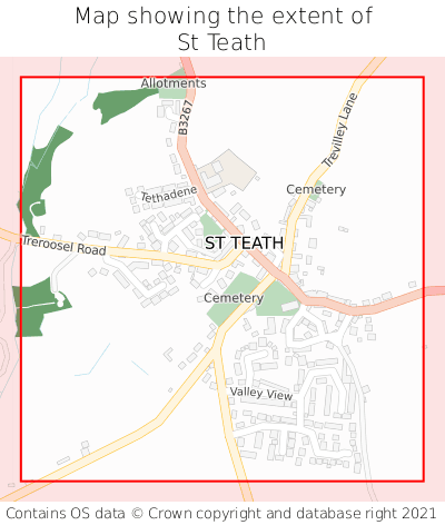 Map showing extent of St Teath as bounding box
