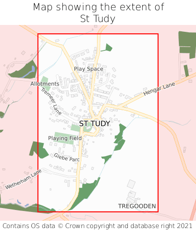 Map showing extent of St Tudy as bounding box