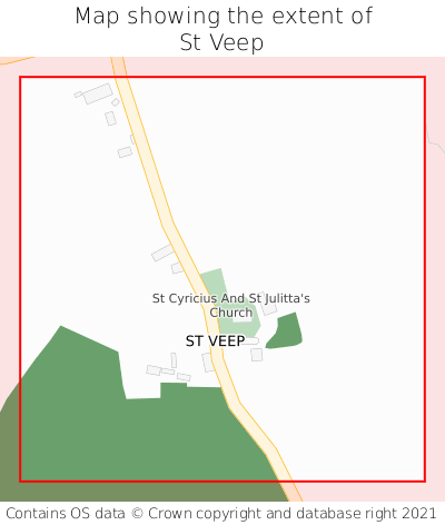 Map showing extent of St Veep as bounding box