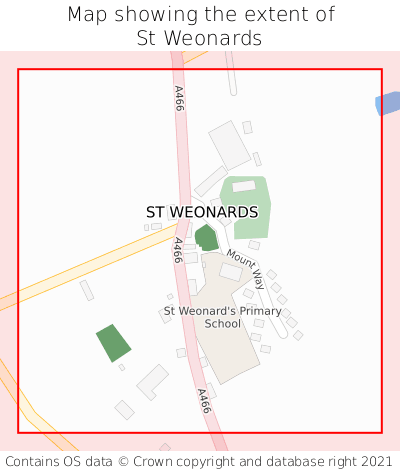 Map showing extent of St Weonards as bounding box