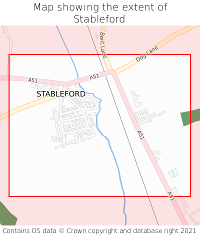 Map showing extent of Stableford as bounding box