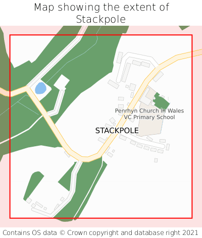 Map showing extent of Stackpole as bounding box