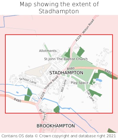 Map showing extent of Stadhampton as bounding box