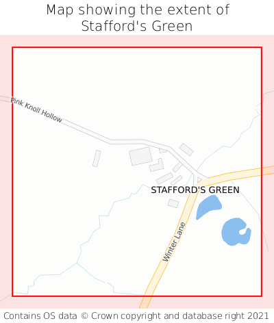 Map showing extent of Stafford's Green as bounding box