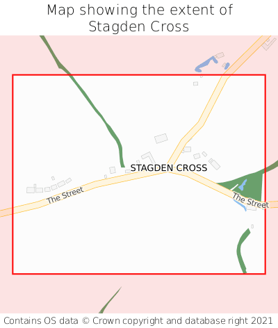 Map showing extent of Stagden Cross as bounding box