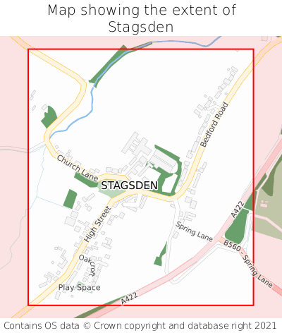 Map showing extent of Stagsden as bounding box