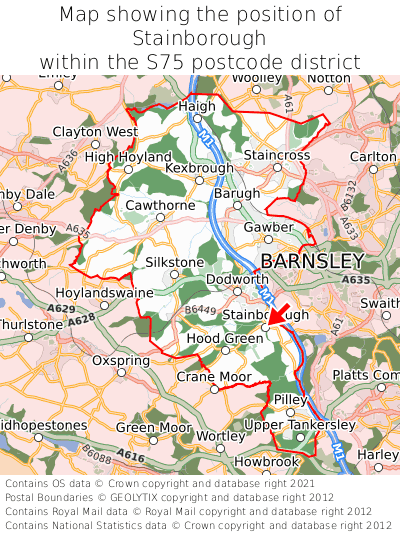 Map showing location of Stainborough within S75