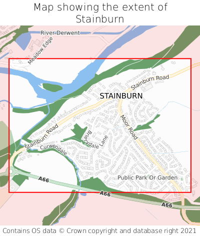 Map showing extent of Stainburn as bounding box