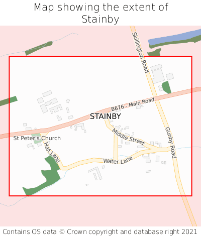 Map showing extent of Stainby as bounding box