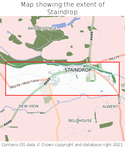Map showing extent of Staindrop as bounding box
