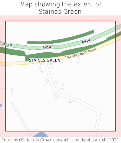 Map showing extent of Staines Green as bounding box