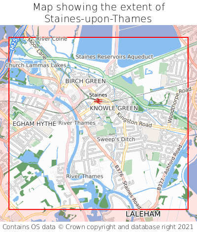 Map showing extent of Staines-upon-Thames as bounding box