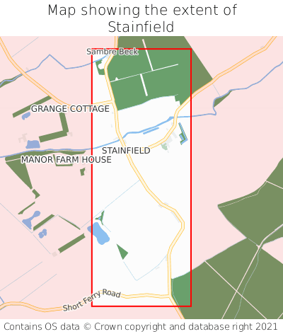 Map showing extent of Stainfield as bounding box