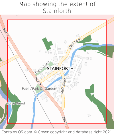 Map showing extent of Stainforth as bounding box