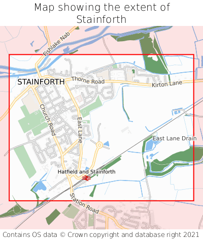 Map showing extent of Stainforth as bounding box